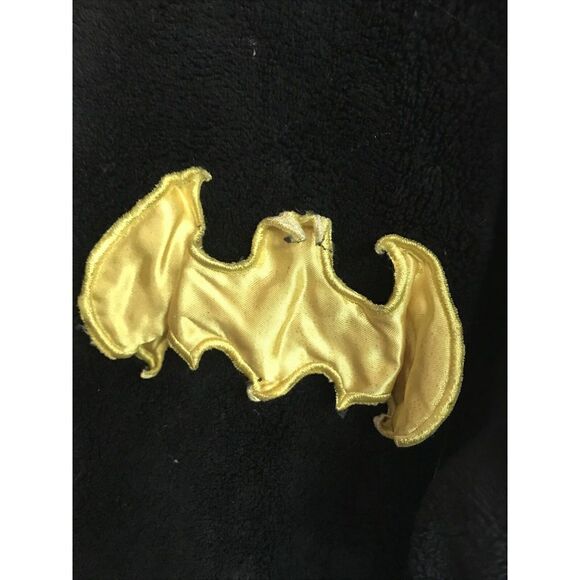 DC Comics Adult One Size Superhero Plush Fleece Mask Hooded Robe Logo Black Tie - Picture 11 of 16